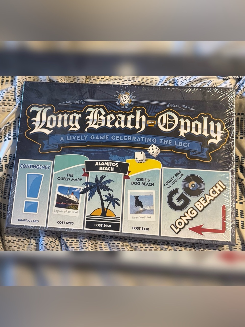 Hasbro Long Beach Themed Monopoly Board Game - Blue & Yellow Artwork